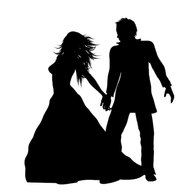 Download Free Vector | Silhouette of a bride and groom