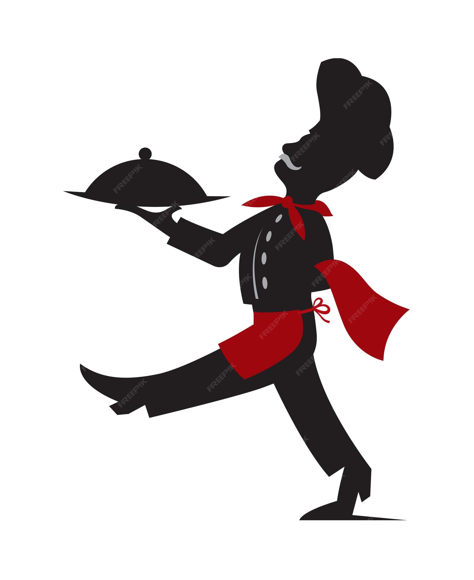 Premium Vector | Silhouette of chef with dish in hand