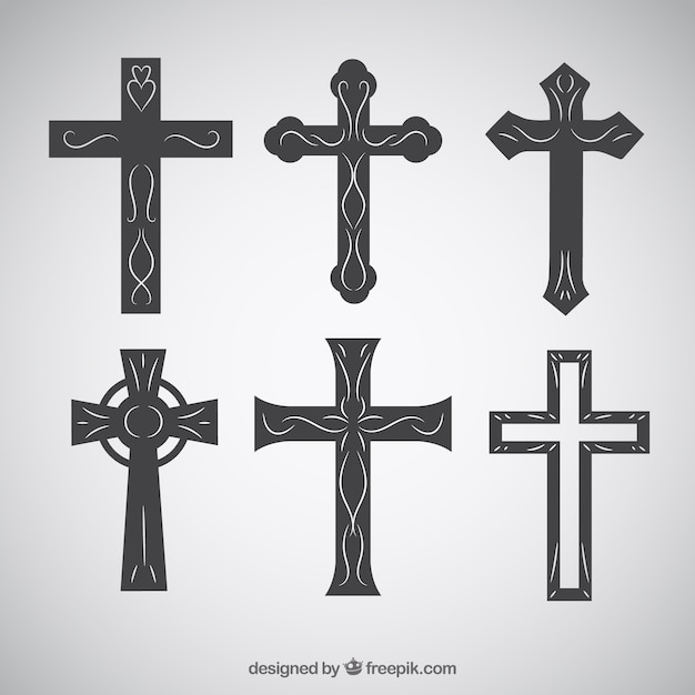 Silhouette christian cross collection Vector | Free Download