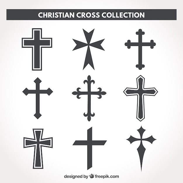 シルエットキリスト教の十字架 プレミアムベクター