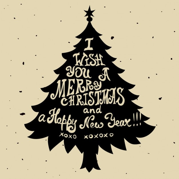 Silhouette of a christmas tree with letters Vector | Free ...