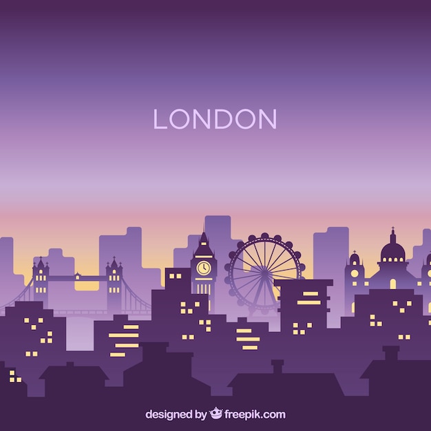 Free Vector Silhouette City Skyline In Flat Style