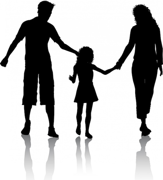 Download Silhouette of a family walking | Free Vector