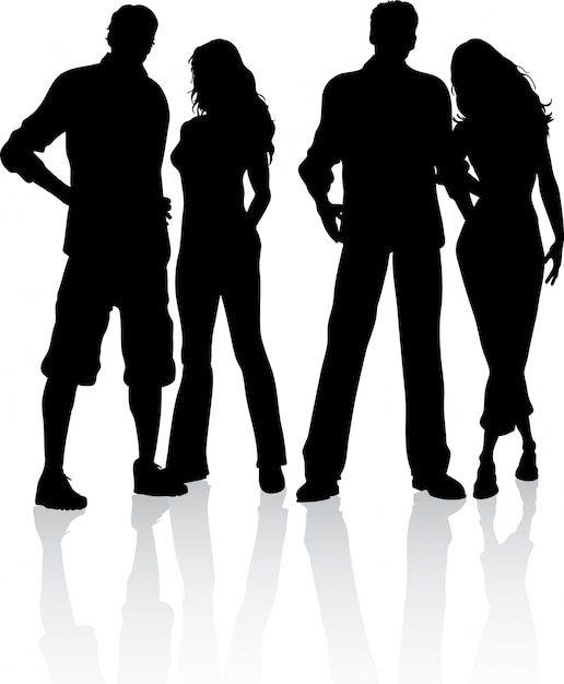 Download Silhouette of a group of friends Vector | Free Download