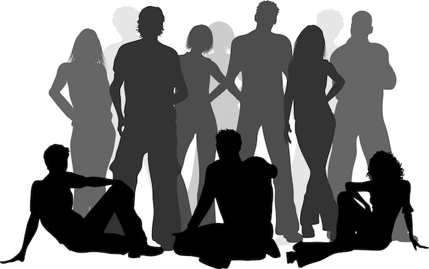 Download Free Vector | Silhouette of a group of friends