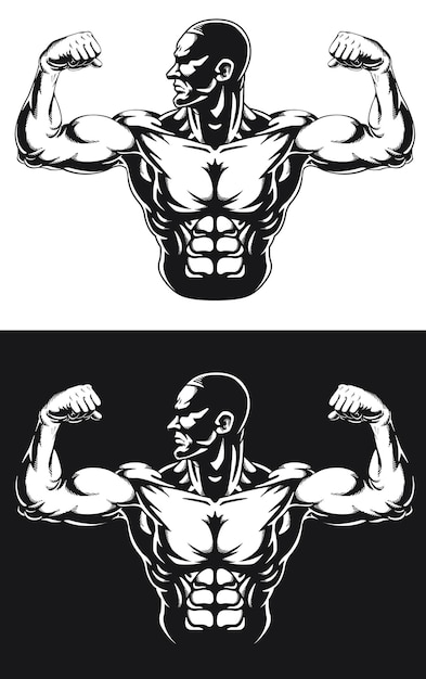 Premium Vector Silhouette Gym Bodybuilder Flexing Arm Muscles