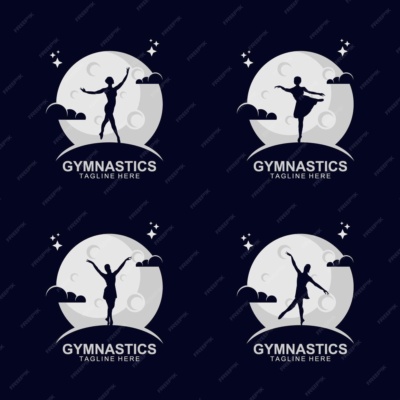 Premium Vector Silhouette gymnastics logo on the moon