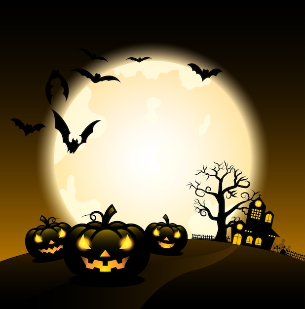 Premium Vector | Silhouette halloween night background