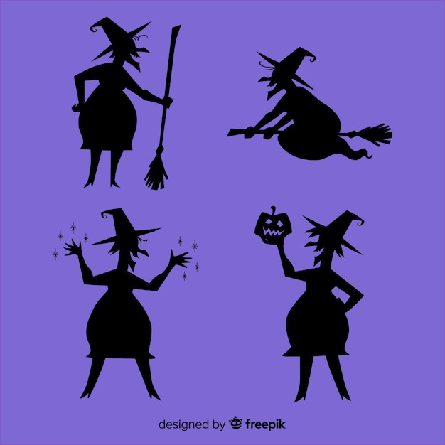 Download Silhouette of a halloween witch Vector | Free Download