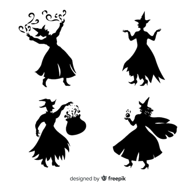 Download Silhouette of a halloween witch Vector | Free Download