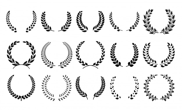 Premium Vector | Silhouette laurel wreath. heraldic trophy crest, greek ...