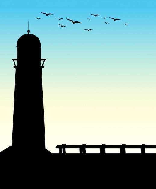 Download Free Vector | Silhouette lighthouse