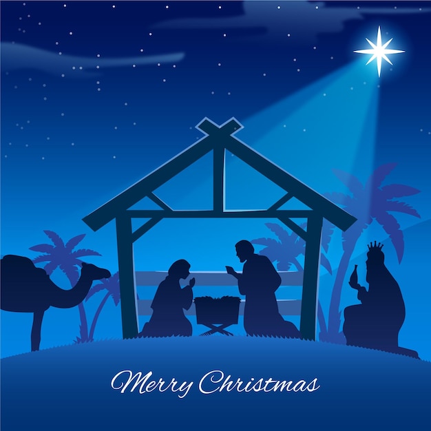 Free Vector | Silhouette nativity scene