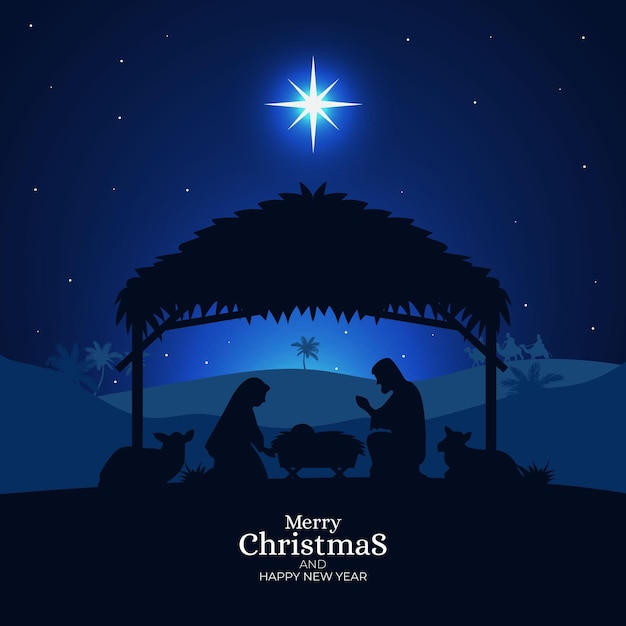 Free Vector | Silhouette nativity scene