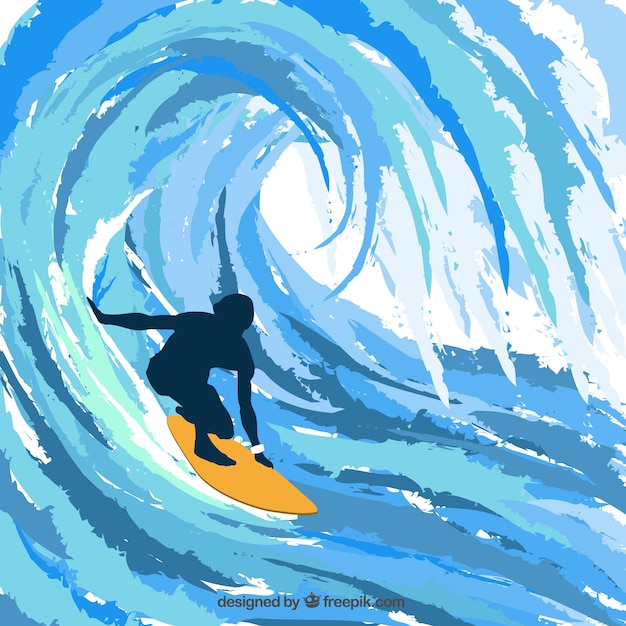 Silhouette of surfer Vector | Free Download