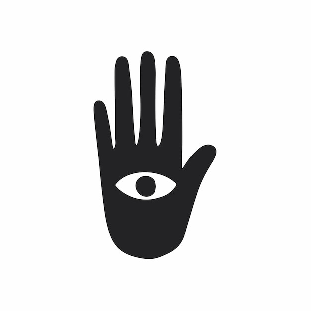 Premium Vector | Silhouette of one eye in the middle hand palm on white ...