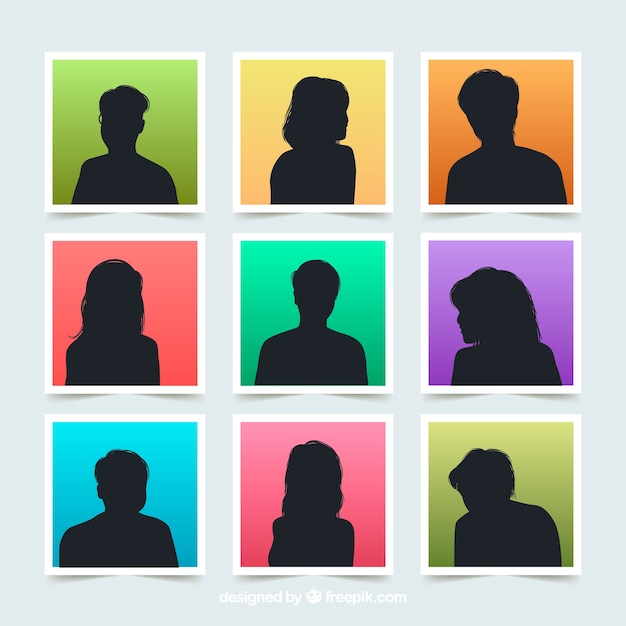 Download Silhouette pack of avatars Vector | Free Download