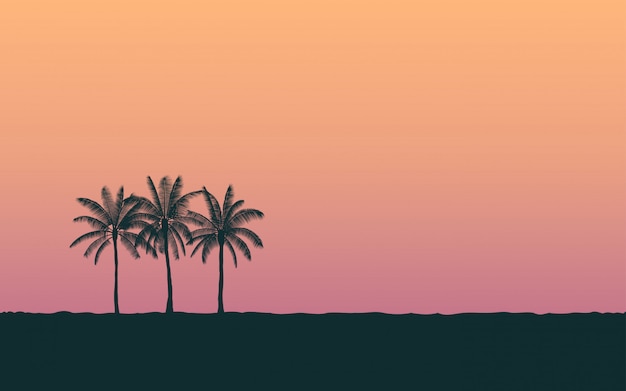 Download Silhouette palm tree at sunset with vintage filter ...