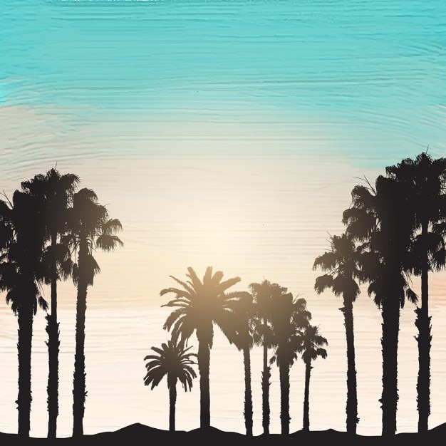 Download Silhouette of palm trees on an acrylic paint background ...