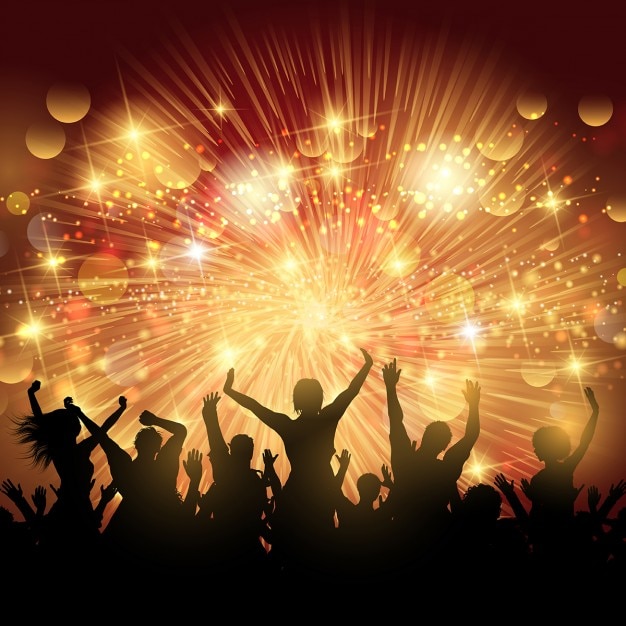 Free Vector | Silhouette of party crowd lights background