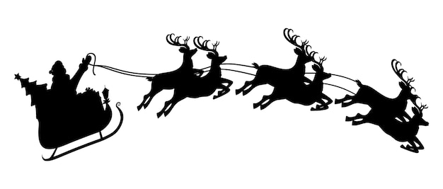 Download Premium Vector | Silhouette of santa claus on sleigh full ...