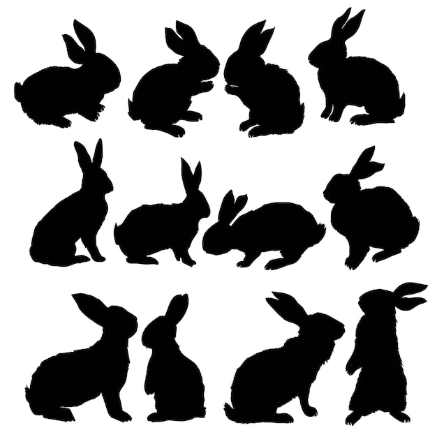 Premium Vector | Silhouette of a sitting up rabbit, vector ...