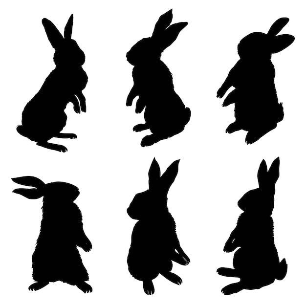 Download Silhouette of a sitting up rabbit, vector illustration ...