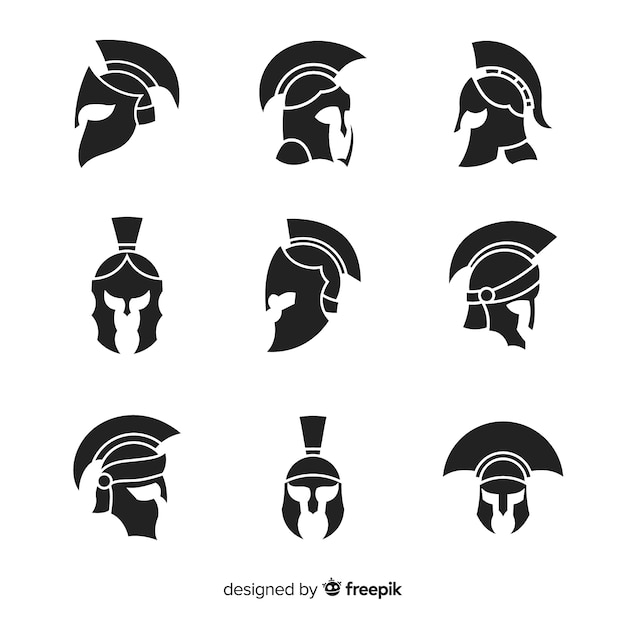 Download Silhouette spartan helmet collection | Free Vector