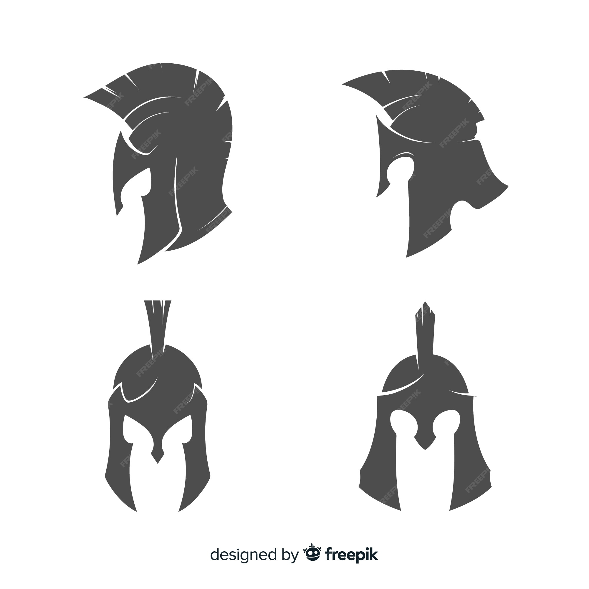 Premium Vector | Silhouette spartan helmet collection