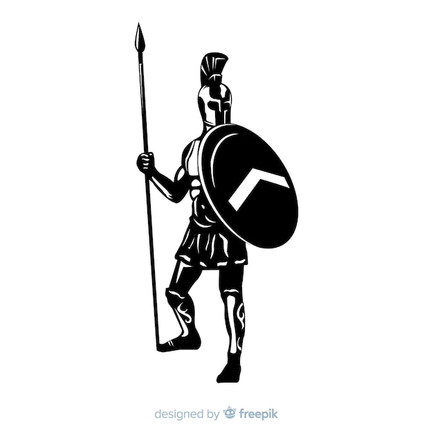 Silhouette of a spartan warrior Vector | Free Download