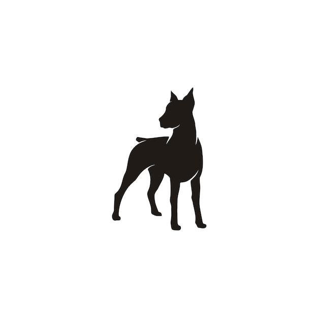 Download Silhouette of standing doberman pinscher dog | Premium Vector