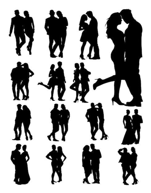 Download Silhouette of young couple | Premium Vector