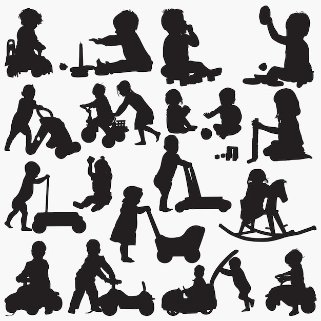 Download Silhouettes baby toy Vector | Premium Download