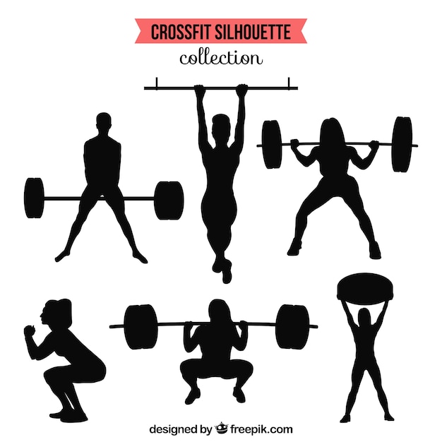 silhouettes collection of people doing\
crossfit