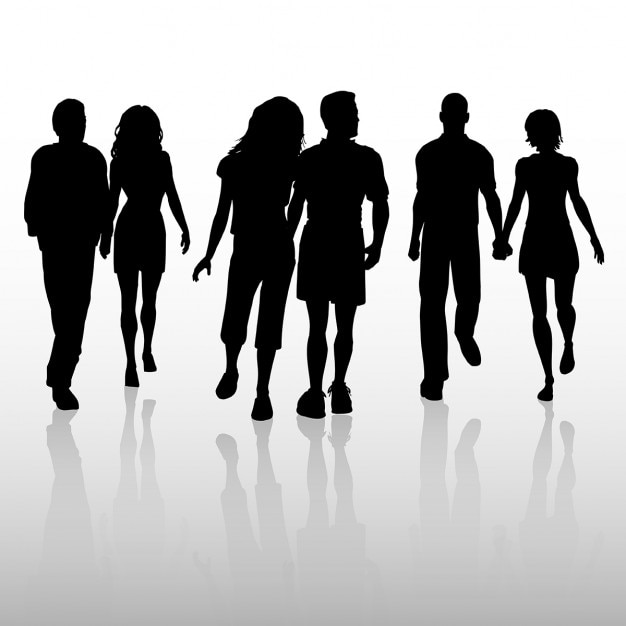 Download Free Vector | Silhouettes of couples in love walking