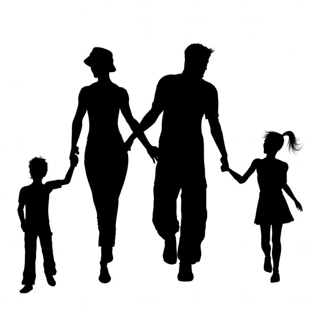 Download Silhouettes of a family walking | Free Vector