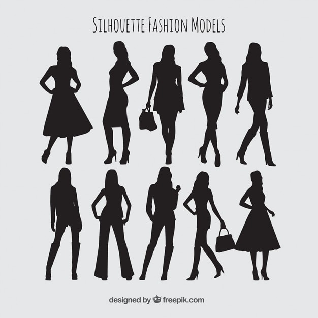 Silhouettes Fashion Models Collection Vector Free Download