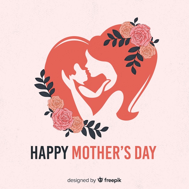 Download Silhouettes mother's day background | Free Vector