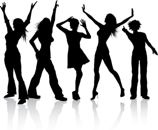 Silhouettes of a group dancing