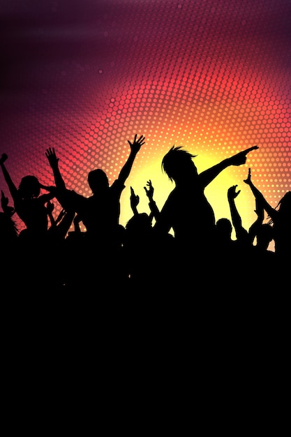 Silhouettes of a party crowd