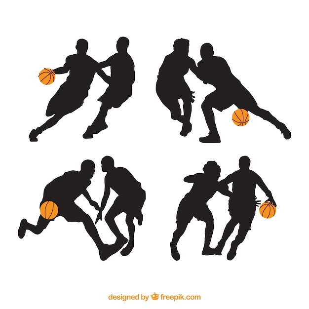 Silhouettes of basketball players\
collection