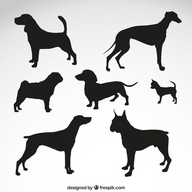 Silhouettes of dog breeds