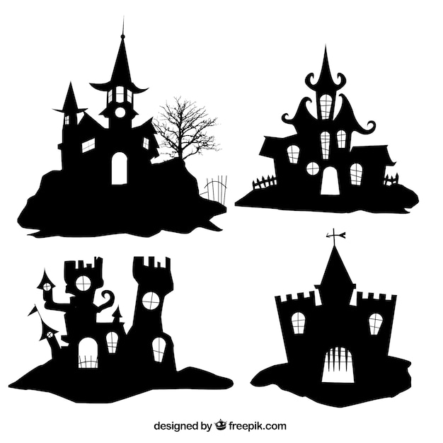 Download Silhouettes of halloween houses Vector | Premium Download