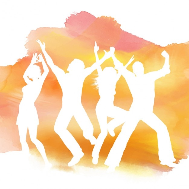 Silhouettes of people dancing on a watercolor background ...
 Watercolor People Dancing