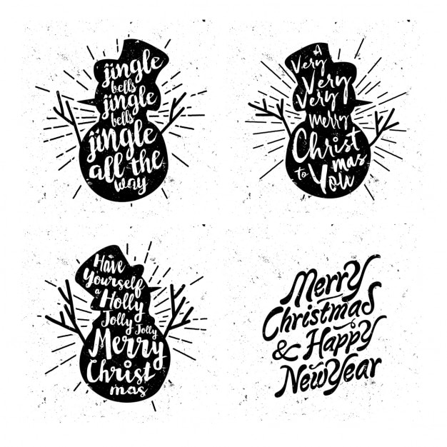 Silhouettes of snowmen with christmas messages Vector | Free Download