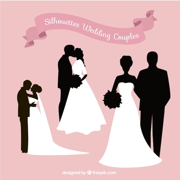 Download Silhouettes of wedding couples Vector | Free Download