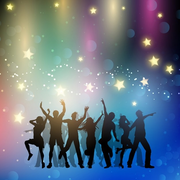 Free Vector | Silhouettes of people dancing with stars