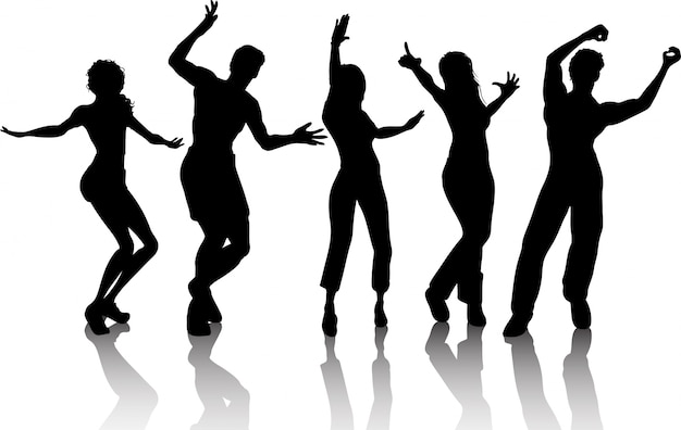 Silhouettes Of People Dancing Free Vector