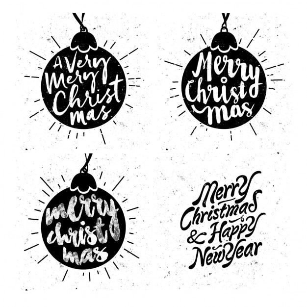 Free Vector | Silhouettes of vintage christmas balls with messages