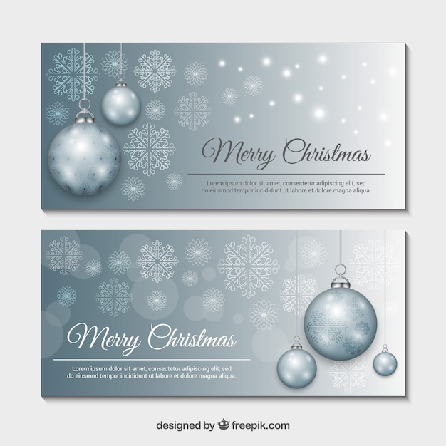 Free Vector | Silver christmas banners